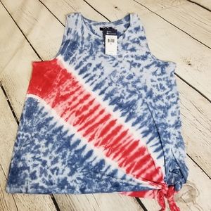 Nwt Women Chaps Tye Die Red Blue Top